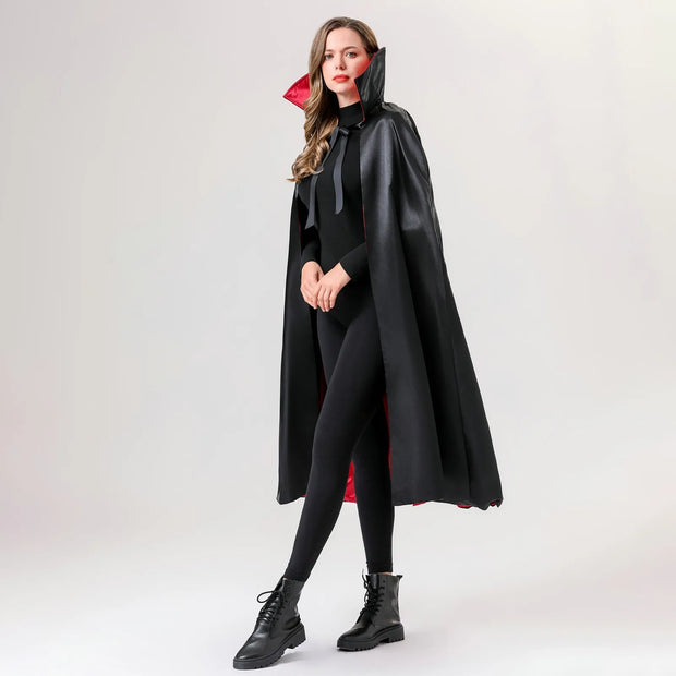 Halloween Vampire Costume Adult Kids Dracula Devil Witch Cosplay Cape Medieval Gothic Steampunk Death Cloak Lace-Up
