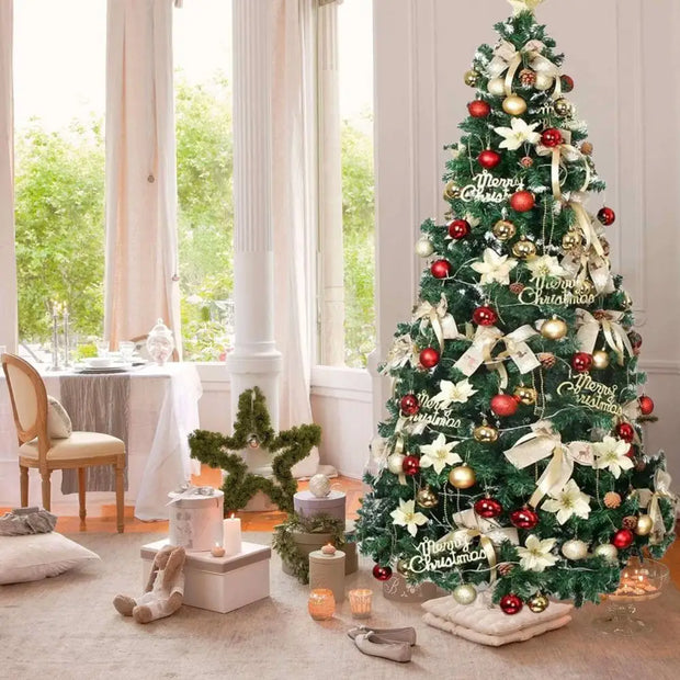 8FT Artificial Christmas Tree, Christmas Holiday Pencil Tree with Thick Branch Tips, Winter Party Decoration with Iron Base, Eas