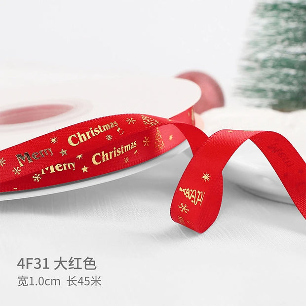 5Yards Christmas Ribbon Printed Christmas Polyester Ribbon For Handmade Design Christma Decoration DIY Cake Bouquet Gift Packing