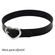 New Sexy Harajuku PU Leather Chain Heart Pendant Necklaces Women Men Punk Neck Gothic Black Pink Choker Necklace Cool Collar