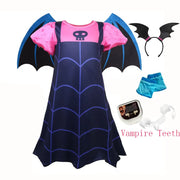 NEW Vampire Dress with Wings for Little Girls Vampirna Anime Role Playing Costume Toddler Halloween Bat Disguise Cute Purim Robe
