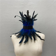 Gothic Victorian Natural Feather Choker Neck Wrap Collar For Halloween Cosplay Accessories