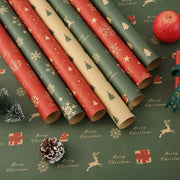 1/6pcs Christmas Wrapping Paper Vintage Kraft Paper Christmas Tree Snowflake Pattern Gift Wrapping Paper Bouquet Wrapping Paper