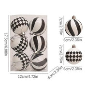 8/6/5/4/3cm Christmas Balls Black White Hand-Painted Hanging Ball Xmas Tree Pendants Ornaments Home Decor 2025 New Year Gifts
