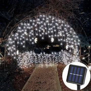 Solar Christmas Decorations Light Outdoor Waterproof Fairy String Curtain Lights for Xmas Eaves Window Party Yard Garden Indoor