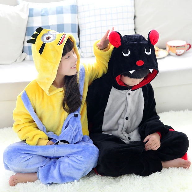 Kigurumi Bat Minion Cartoon Onesies Kids Children Animal Pajamas Girls Boys Anime Cosplay Costumes For Christmas Halloween Party