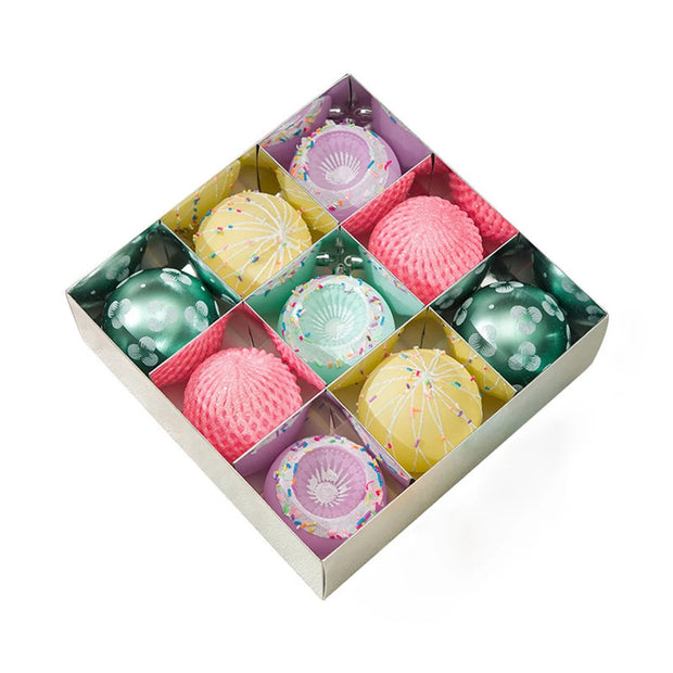 DIY Christmas Village Scene Kit - 9-Piece Holiday Tree Ornaments, Macaron Baubles, & Layout Props for Festive Home Decor