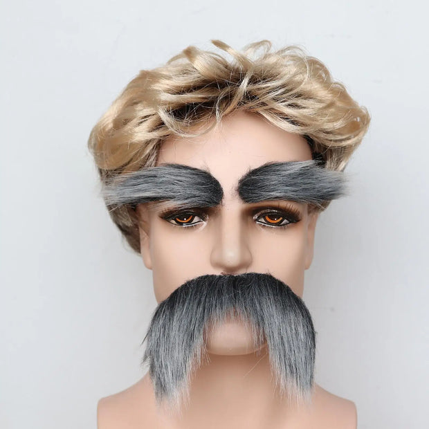 Eyebrows Kits Cosplay Props Decoration Fake Mustache Set Facial Hair for Club Activities Masquerade Costume Party Halloween Male