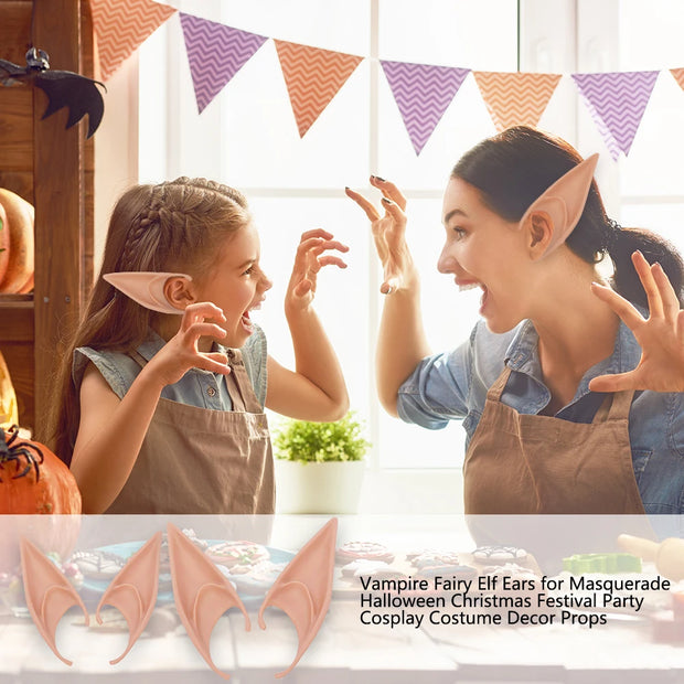 1 Pair Latex Masquerade Accessories Elf Ear Soft Pointed Ear Tips Anime Party Dress Up Costume for Women Kids Halloween Costume