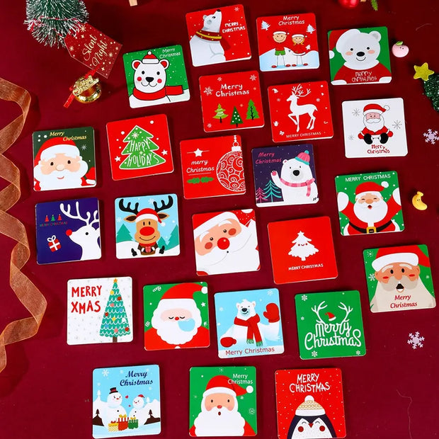 12/16/24 PCS Random Christmas Greeting Card Kids Mini Blessing Greeting Cards Envelope New Year Postcard Gift Card Xmas Party