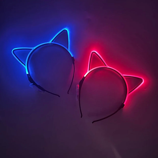 Halloween Christmas Anime Accessory Decorative Headwear Luminous LED Headband Glow Bow Ties Girls Women Cute Gift Headband