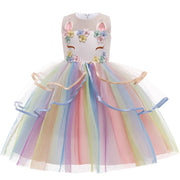 Baby Girls Unicorn Tutu Dress Pastel Rainbow Princess Girls Birthday Party Dress Children Kids Halloween Unicorn Perform Costume
