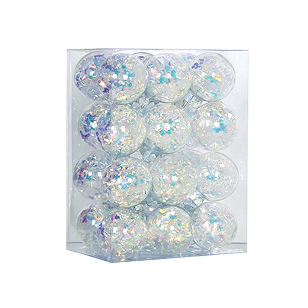 24pcs 6CM Christmas Ball Set Shatterproof Delicate Christmas Tree Decoration Pendant Transparent Waterproof Hanging Ornament
