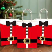12Pcs Christmas Gift Bags with Santa Claus Suit Prints - Festive Storage Sacks for Party Celebrations and Wrapping