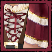 Women'S Pirate Costume Dress with Matching Hat - Elegant Burgundy & Golden Pirate Outfit, Flared Skirt for Halloween, Themed Parties, Cosplay - Pirate Party Attire for Adults, Pirate Costume Accessories, Themed Event Attire,
