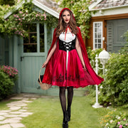 Red Little Riding Hood Costume for Women, Christmas Halloween Party Dress with Cape Adult Role Playing, Halloween Costumes for Women, Couples Halloween Costumes, Family Halloween Costume, Halloween Costumes Women