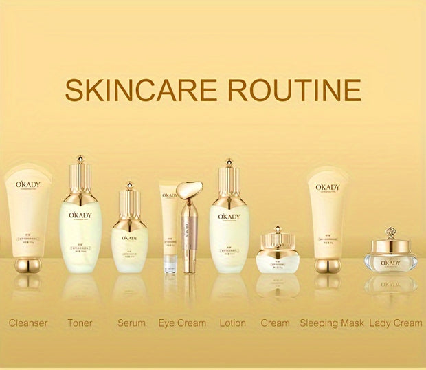 OKADY Ginseng Skincare Set | Make Skin Younger-looking Alcohol-Free Hypoallergenic Cleansing, Purifying Skin Quick Absorption Facial (Ginseng - 9pcs Set)A Gift For A Lady. Thanksgiving Gift Send Mom, Send Girlfriend
