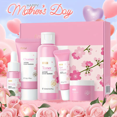Skin Care Set, Cherry Blossom Skin Care Sets & Kits, Skin Care For Teenage Girls Gift Set With Cleanser, Toner, Serum, Eye Cream, Facial Cream, Facial Skin Care Sets & Kits For Teenage Girls Women