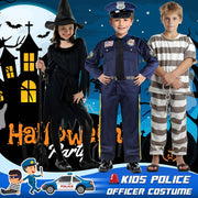 Police Officer Costume For Kids - Police Uniform For Kids, Kids Halloween Costumes For Boys Girls, Toddler Dress Up, Cop Costume Role Play Kit For Halloween Career Day