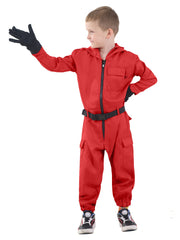 Halloween Bright Red Game Soldier for Children, Suitable for Boys And Girls, Includes Clown Outfit, Jumpsuit, Gloves, And Belt in a Three-Piece Set. Suitable for Carnival Party