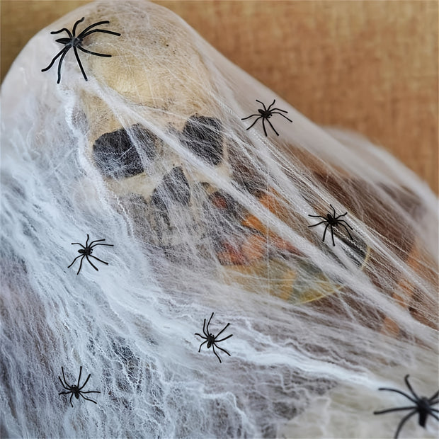 Cover 1500 Square Feet 300g Halloween Spider Web Stretchable Cobweb with 50pcs Small Spiders Halloween Indoor Outdoor Decorations