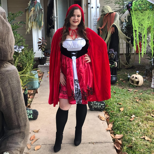 Red Little Riding Hood Costume for Women, Christmas Halloween Party Dress with Cape Adult Role Playing, Halloween Costumes for Women, Couples Halloween Costumes, Family Halloween Costume, Halloween Costumes Women