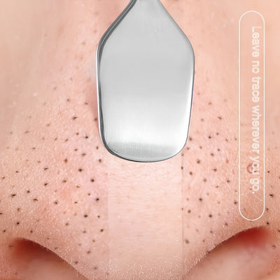 [Dual-Ended Stainless Steel Tool] Stainless Steel Dual-Ended Facial Cleansing Tool | Blackhead & Hypoallergenic, Fragrance-Free, Smooth & Textured Ends for All Light Beige Types, Safe & Gentle for Nose and Face Massage (Copy)
