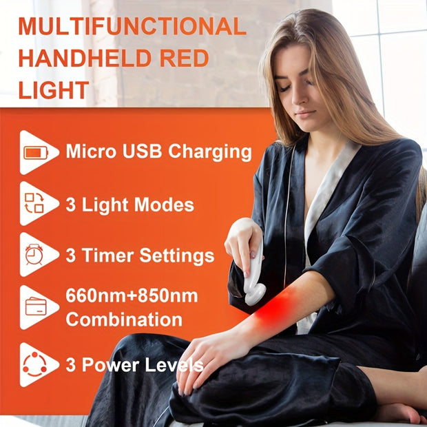 HeliFolk Multi-Functional LED Red Light Relax Facial Device – Handheld Skincare Beauty Instrument with Adjustable Settings, USB Rechargeable, Perfect Valentine’s Day or Birthday Gift for Her