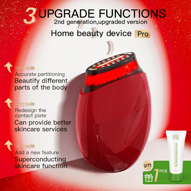 PVD Professional Facial Skincare & Beauty Device - 25-in-1 Multi-Function, 25 Conductive Sheets with Eye/Nasolabial Fold/Contour Lines Treatment, Red Light Relax, Heats Up for Efficient Skincare, USB Rechargeable Handheld Hom