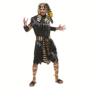 Halloween Black Egyptian Pharaoh Men'S Costume Adult Historical King Of Egypt Outfit Headpiece Cosplay Cloth