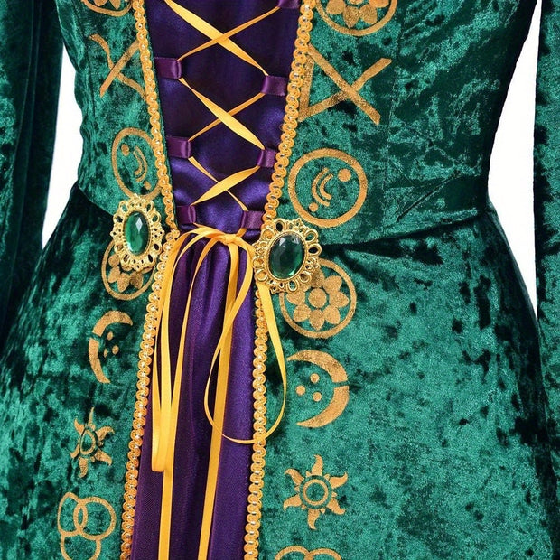 All Saints' Day CosplayDiy Medieval Green Velvet Dress Witch Cosplay Costume Robes Adult for Women Plus Size, Halloween Costumes for Women, Halloween Costume