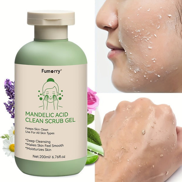 Cleansing Gel - 6.76oz, with Mandelic Acid - Aloe & Rose Extract, Face And Body Scrub Gel, Keeps Facial Light Beige Clean And Moisturized