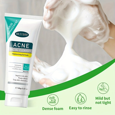 [Rich Niacinamide Acne Cleanser Cream] Salicylic Acid Acne Cleanser Cream, Rich in Niacinamide And Asiaticum Extract, Deep Cleaning, Pore Narrowing, High Moisture And Firming Skin, Unscented, Alcohol Free, Suitable for All Sk
