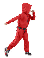 Halloween Bright Red Game Soldier for Children, Suitable for Boys And Girls, Includes Clown Outfit, Jumpsuit, Gloves, And Belt in a Three-Piece Set. Suitable for Carnival Party