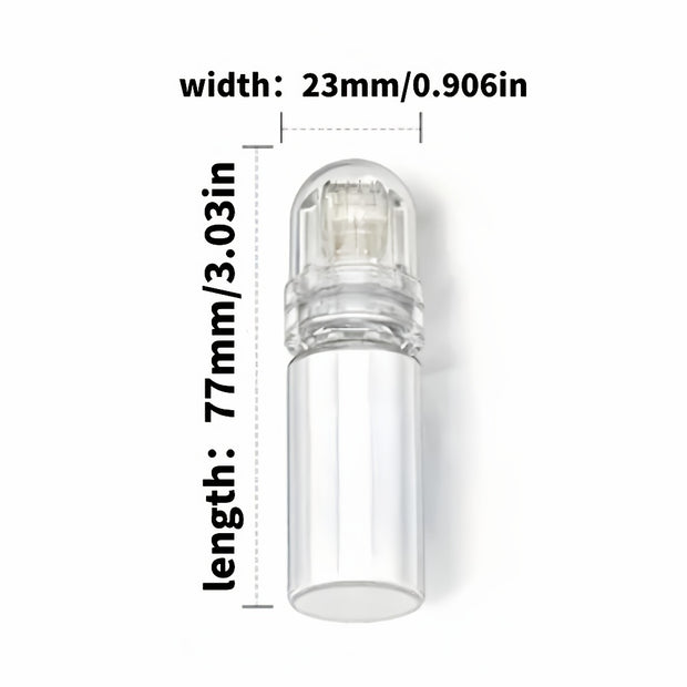 Hydra Roller 64-Needle 0.25mm Titanium Microneedling Tool - Stainless Steel & Glass Construction, Battery-Free & Odorless for Home Use, Light Beige & Collagen Boosting, Transparent Cylindrical Design, Durable Device