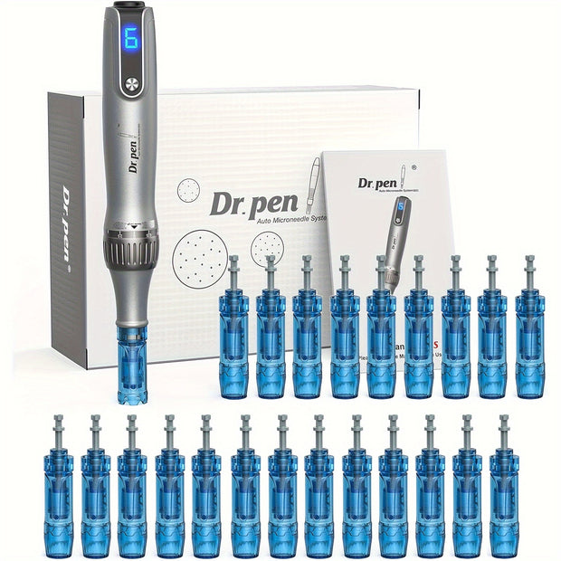 Dr. Pen M8S Electric Wireless Adjustable Professional Beauty Pen Skin Care Tool W/ 20pcs 0.25mm Nano Replacement Cartridges