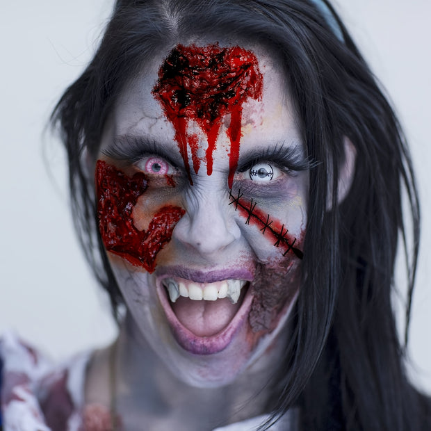 9 Sheets Scary Fake Blood Tattoos - Realistic Bloody Wound Decals with Stitched Wounds, Bleeding Effect & Faux Blood Splatter for Halloween Costume Makeup, Cosplay, Theater - Long-Lasting Waterproof Temporary Tattoos for Adul