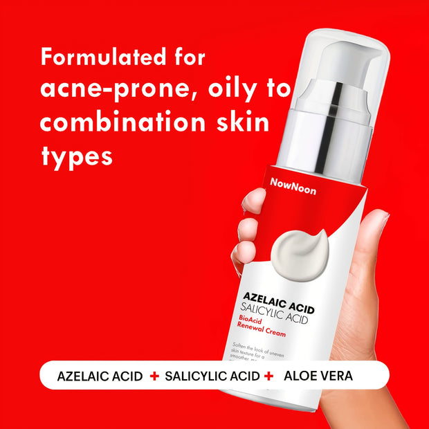 BioAcid Renewal Face Cream with Salicylic Acid & Azelaic Acid, Minimizes Appearance of Pores, Evens Light Beige, for Blemish-Prone Light Beige 1.7fl.oz