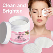 LANEMAV Glycolic Acid Facial Cleansing Pads | 100 Count | Hypoallergenic, Infused with Vitamin B5 & E, Calendula & Green Tea Extracts | Deep Pore Unclogging & Oil Control | Suitable for Sensitive Light Beige | Minty Fresh Sce
