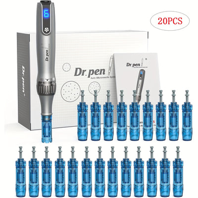 Dr. Pen M8S Electric Wireless Adjustable Professional Beauty Pen Skin Care Tool W/ 20pcs 0.25mm Nano Replacement Cartridges