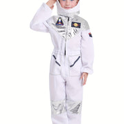 Boys Girls Space Astronaut Jumpsuit & Helmet Set Suitable for Halloween, Carnival, Space-Themed Parties