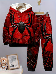 Boys' Creative Game Spider Hero 3D Digital Print Kids Set with Loose-Fit Casual Hoodie and Pants, Perfect for Outdoor