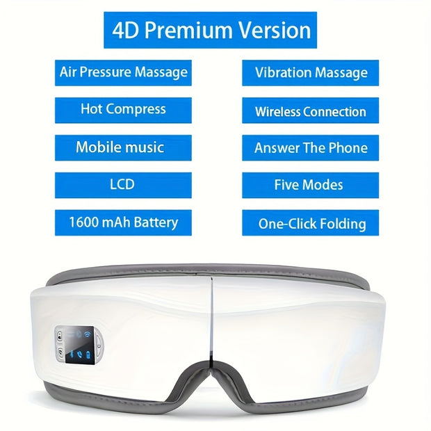 Eye Massager, 4D Intelligent Multi-functional Massager, Hot Compress Music Eye Massager, Gifts For Women Men Family