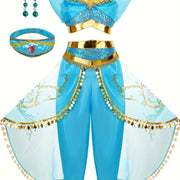 Girls' Elegant Princess Dress Up Costume - Formal Party Outfit with V-Neck, Flared Skirt, for Halloween, Christmas, Birthday - Fancy Dresses for Toddlers & Kids (Easy-to-Wear Party Attire), Princess Dresses for Girls, Kids Ev