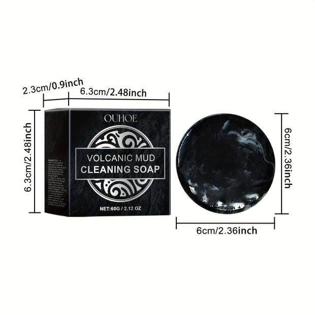 Volcanic Mud Cleansing Soap - 2.12 Oz/60g - Contains Coconut Oil, Deep Cleansing Oil And Dirt, Moisturizing And Hydrating, Makes Blackheads And Pimples Look Less, Valentine'S Day Gift, Local Warehouse