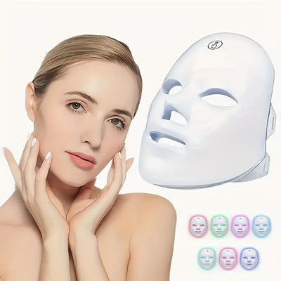 [7 Color Facial Mask Device] 7 Color Light Facial Mask - Portable Touch Screen Skin Care Device - Multi-Functional Beauty Functions - USB Charged - Perfect Gift