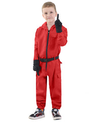 Halloween Bright Red Game Soldier for Children, Suitable for Boys And Girls, Includes Clown Outfit, Jumpsuit, Gloves, And Belt in a Three-Piece Set. Suitable for Carnival Party