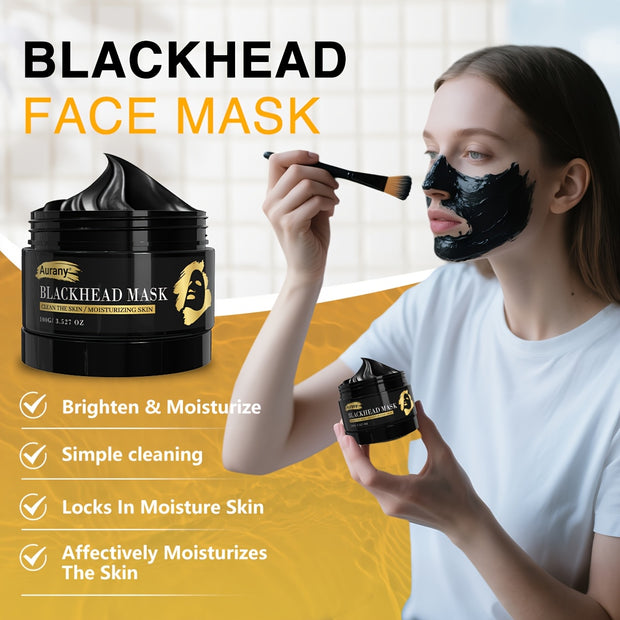 2pcs - Black Cleansing Face Mask, Facial Mask Extracted From Bamboo Charcoal Plants, Clay Mask for Face Moisturizes Oil Control, Clean Facial Light Beige, Suitable for Both Men And Women-100G