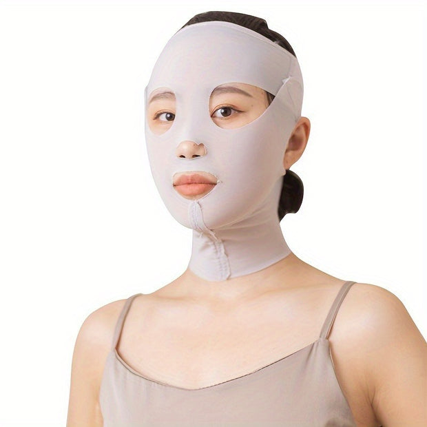 [Unisex Cooling V-Face Mask] LIGHTE SECRETE V-Face Mask, Breathable Mesh Fabric, Cooling Effect, Unisex, Facial Lifting, Wrinkle Reduction, No Alcohol, Facial Training Band, Gray/ White, Premium Aesthetic