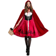 Red Little Riding Hood Costume for Women, Christmas Halloween Party Dress with Cape Adult Role Playing, Halloween Costumes for Women, Couples Halloween Costumes, Family Halloween Costume, Halloween Costumes Women